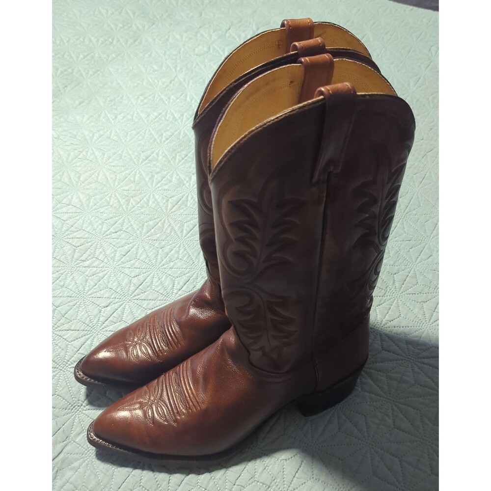 J Chisholm Handcrafted Vtg Western Cowboy Boots Men's Sz 10D Style 5524 Walnut